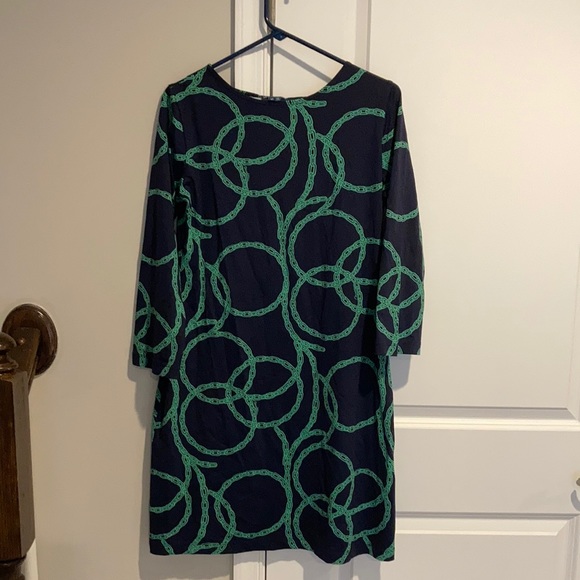Melly M Chain Link Blue & Green 1/3 Sleeve Dress - Picture 1 of 6